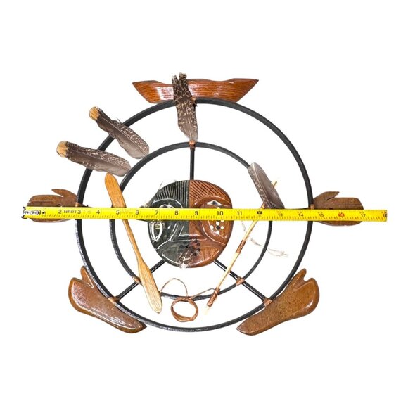 Handcrafted Native Alaskan Spirit Mask Wall Art Ceremonial Design Vtg Signed 17" - Picture 5 of 8